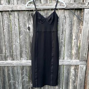 T by Alexander Wang Bodice Corset Semi Sheer Black Maxi Dress Sz 2 Midi